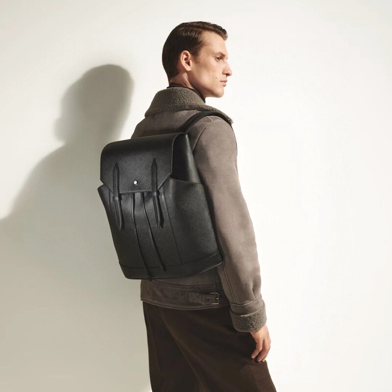 Montblanc Leather backpack Black Structured Flap