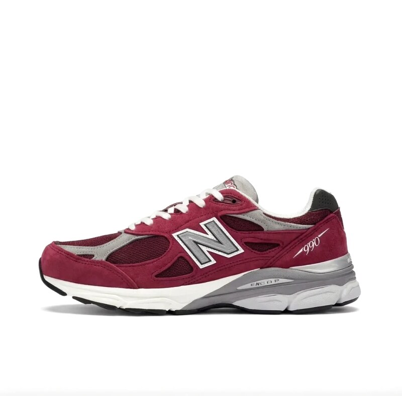 New Balance 990 series retro style burgundy sports shoes