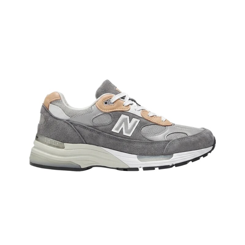 New Balance retro gray-brown athletic shoes.