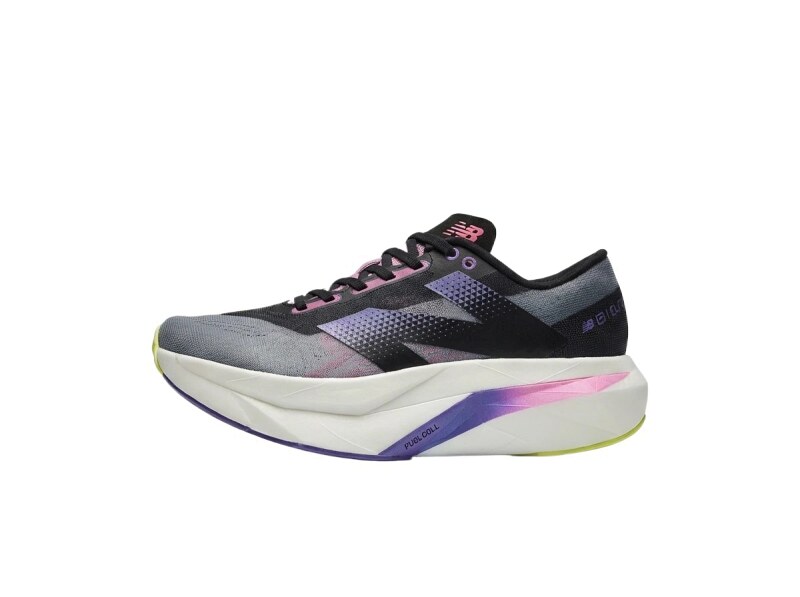 New Balance retro-style black and purple sports shoes