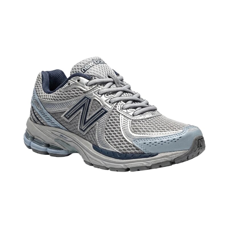 New Balance retro-style gray-blue sports shoes