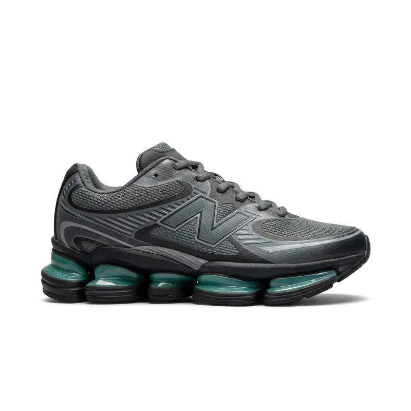 New Balance retro-style gray-green sports shoes