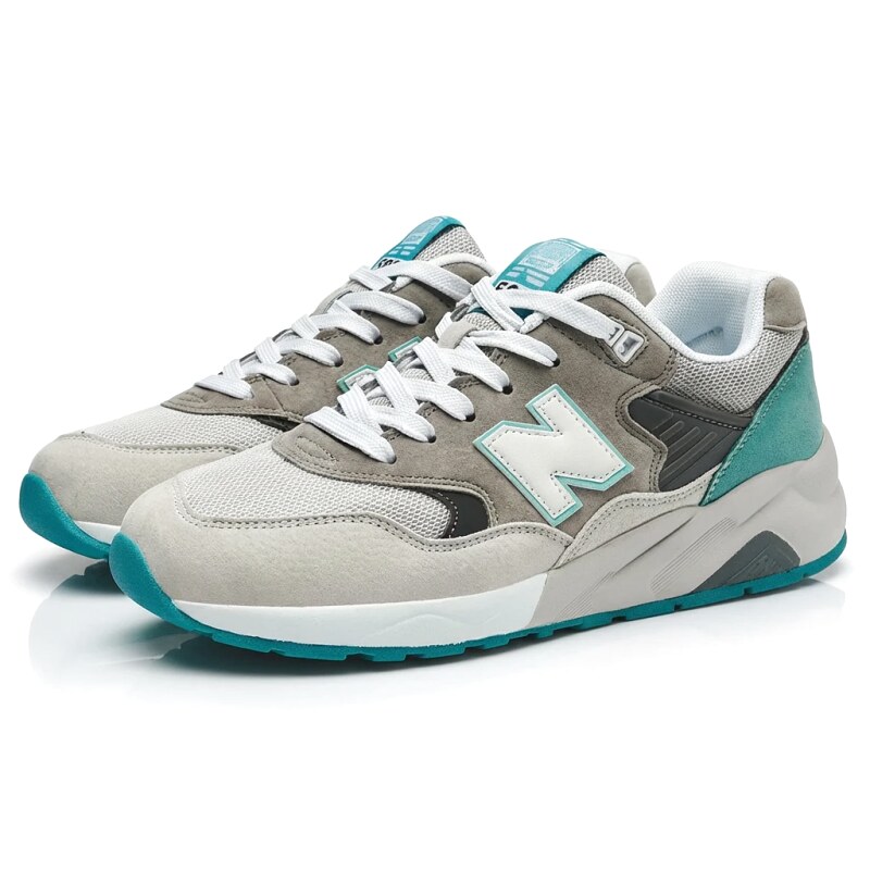New Balance retro-style gray-green sports shoes