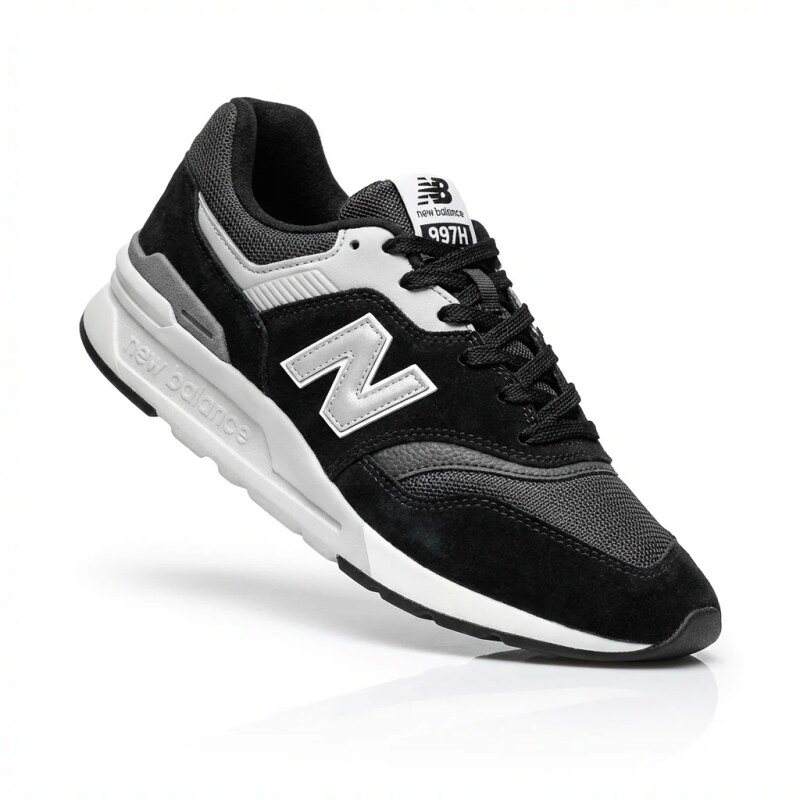 New Balance retro-style grey and black sports shoes