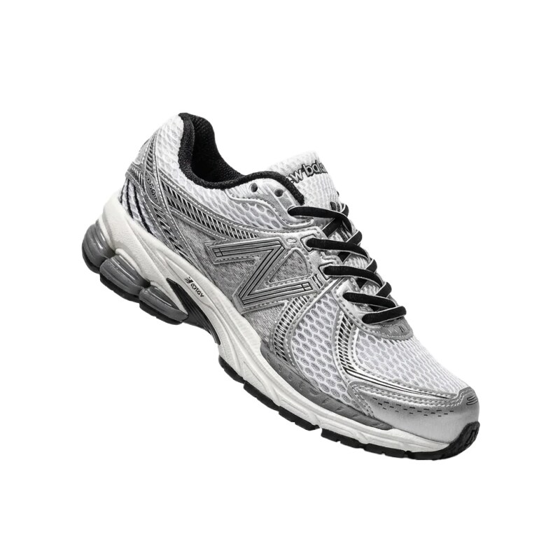 New Balance retro-style silver-gray running shoes