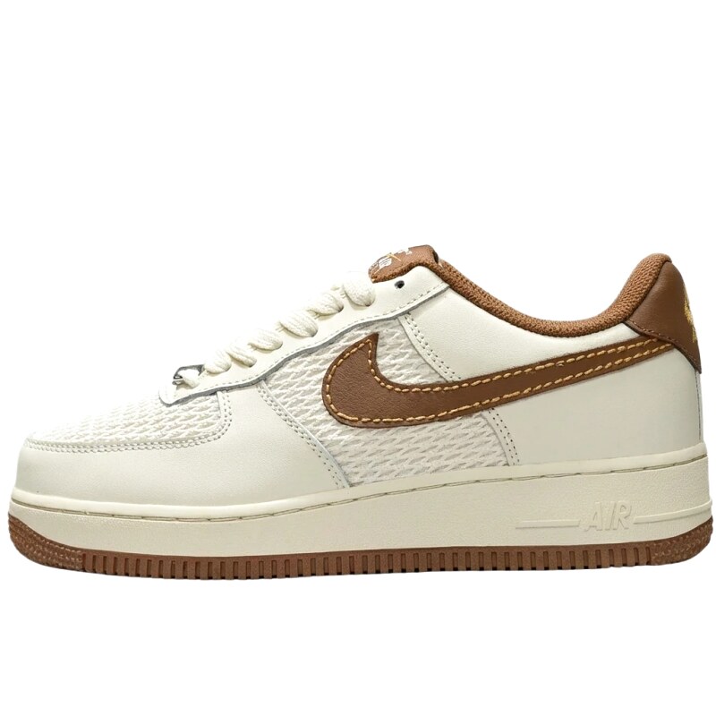 Nike Air Force 1 Retro Style White and Brown Shoes