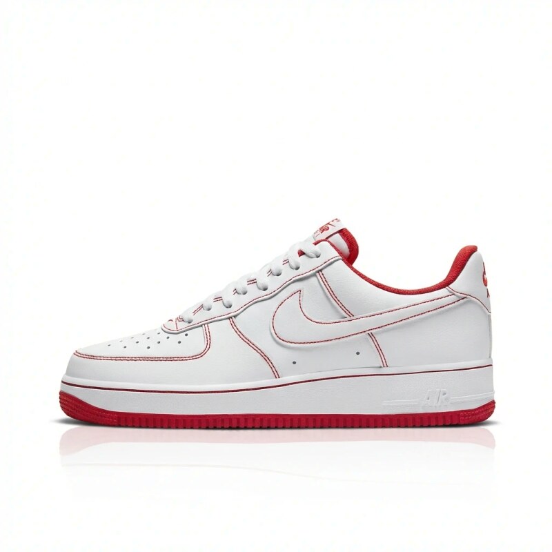 Nike Air Force 1 simple red and white sports shoes