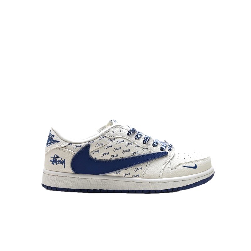 Nike Air Jordan 1 Trendy Style White and Blue Shoes
