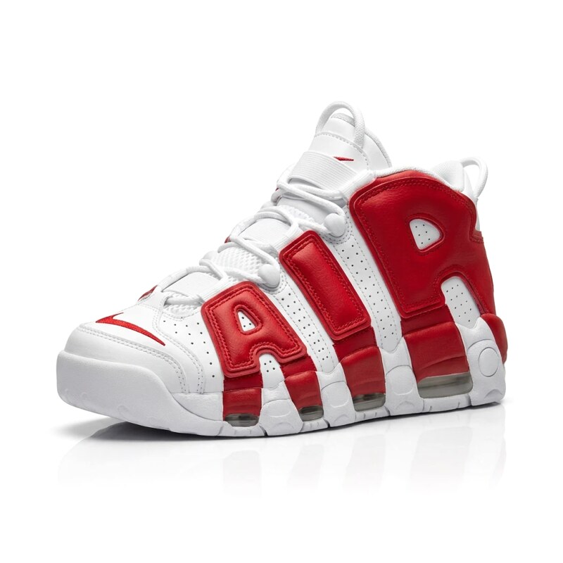Nike Air More Uptempo Red and White Athletic Shoes