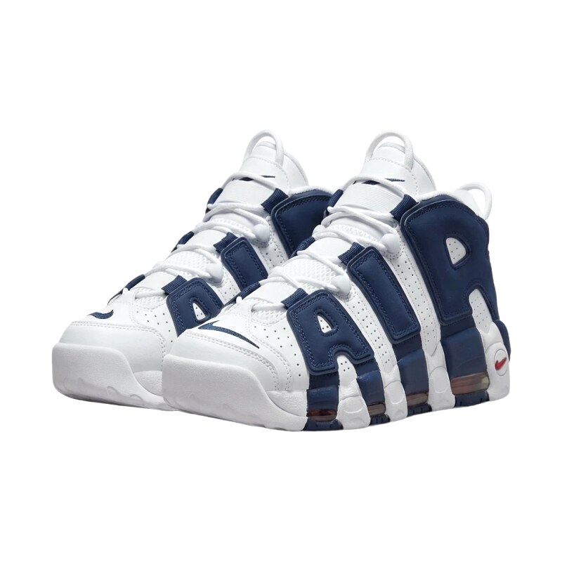 Nike Air More Uptempo retro style white and blue shoes