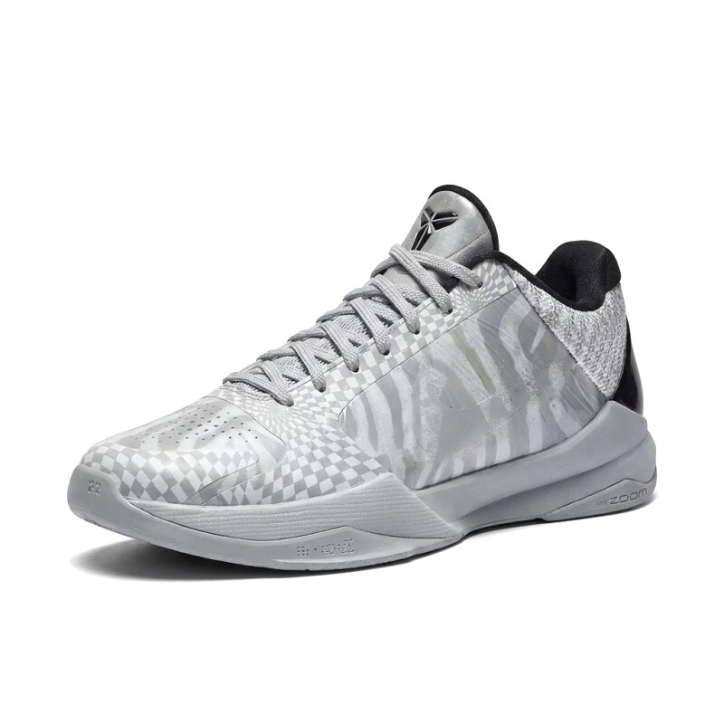 Nike basketball shoes in a grey and white trendy and cool style.