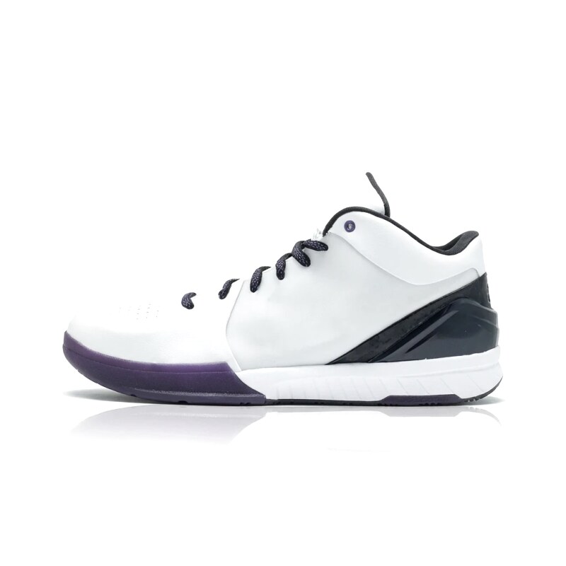 Nike basketball shoes in black, white and purple color scheme