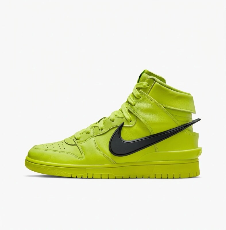 Nike high-top trendy fluorescent yellow shoes