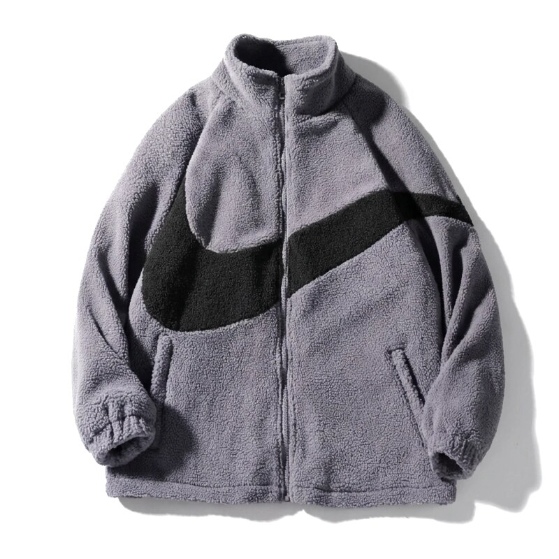 Nike large swoosh grey fleece jacket