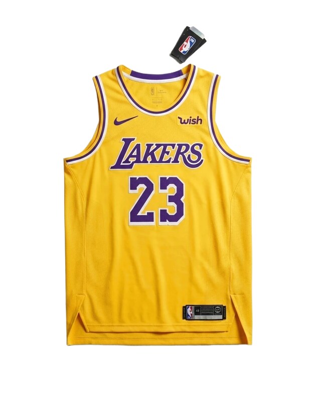 Nike LeBron James Lakers yellow jersey.