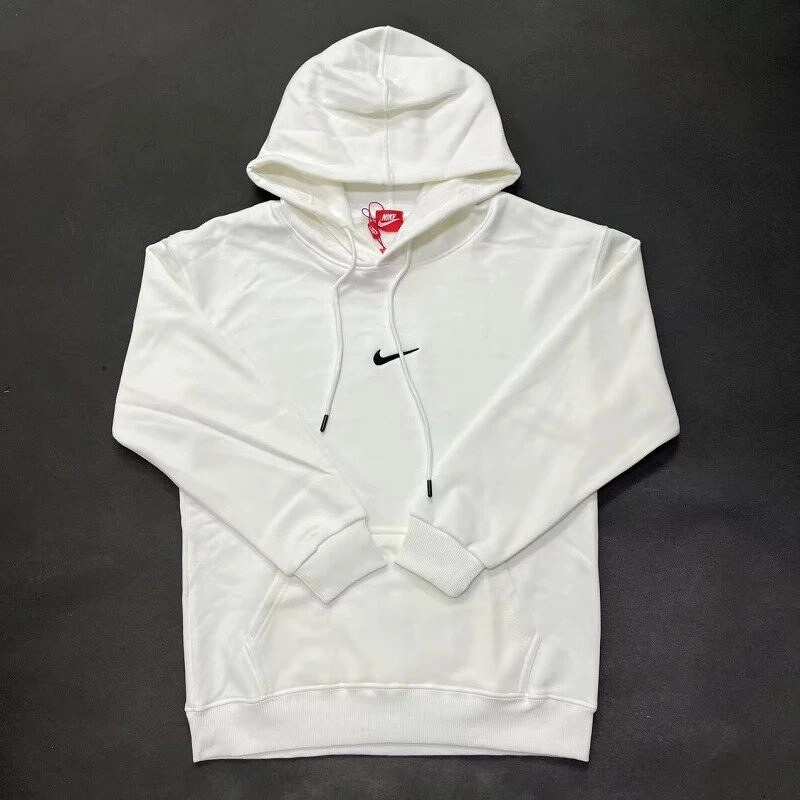 Nike Small-Logo Detail White Zip Hoodie Resort Wear Swoosh