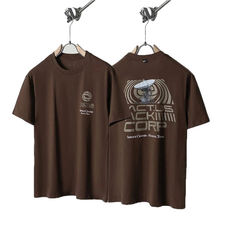 Nike x TS Co-branded Streetwear Brown Printed Short-sleeve T-shirt