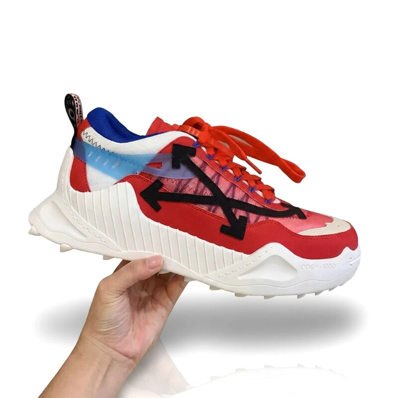 Off-White Arrow Series Trendy Style Red and White Sports Shoes