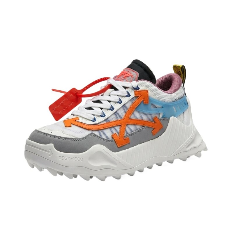 Off-White casual style gray-white-orange sports shoes