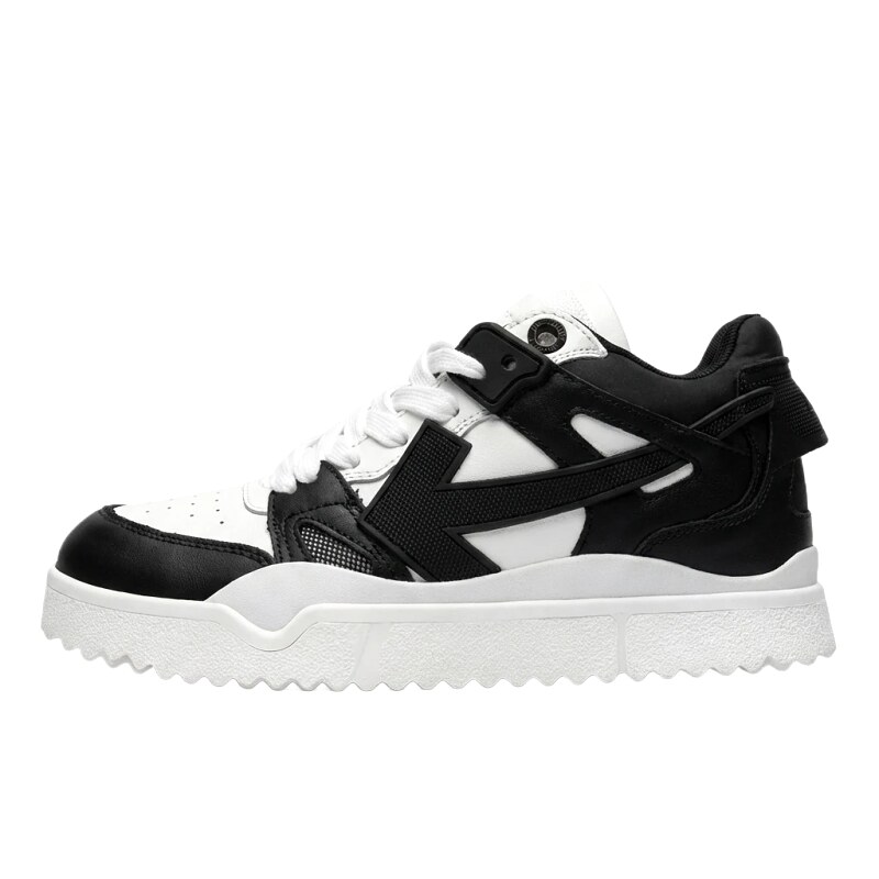 Off-White deconstructed style black and white sports shoes