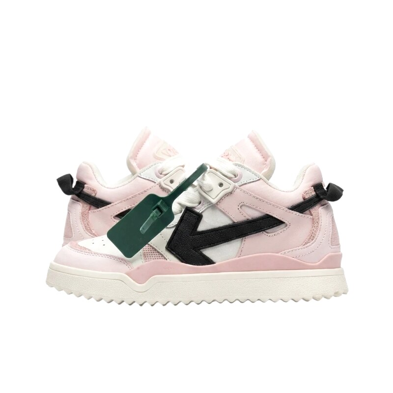 Off-White Deconstructed Style Pink and White Sports Shoes