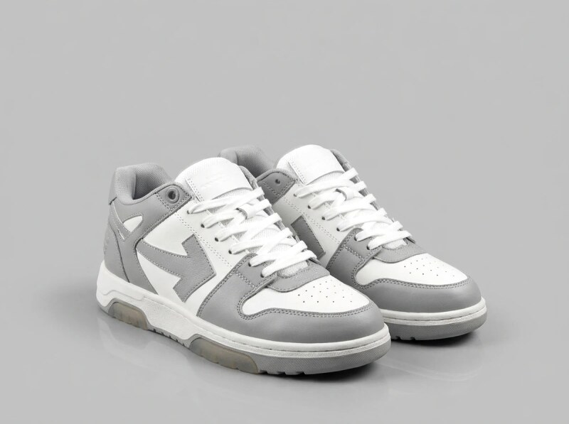 Off-White Grey and White Trendy Sneakers