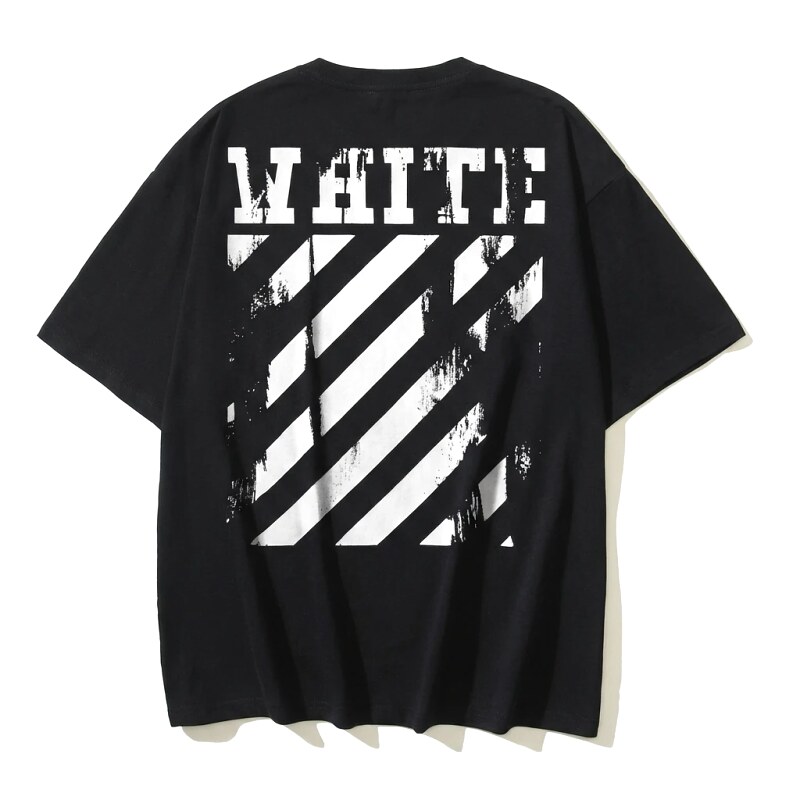 Off-White striped-style black T-shirt