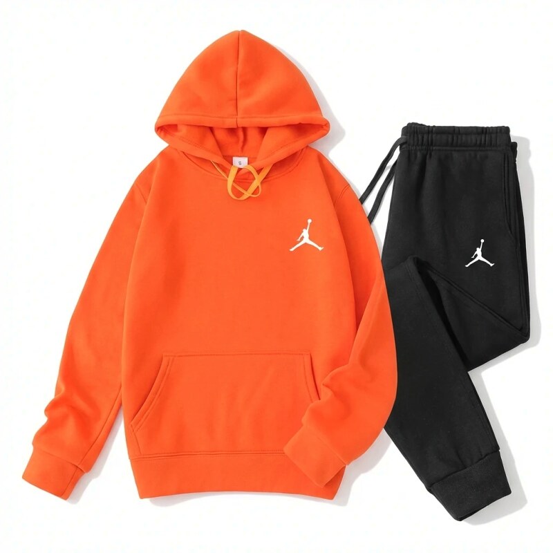 Orange and black Jordan sportswear set