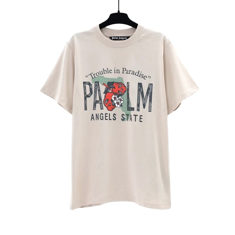 Palm Angels Casual Logo T-shirt White Palm Tree for Streetwear Looks