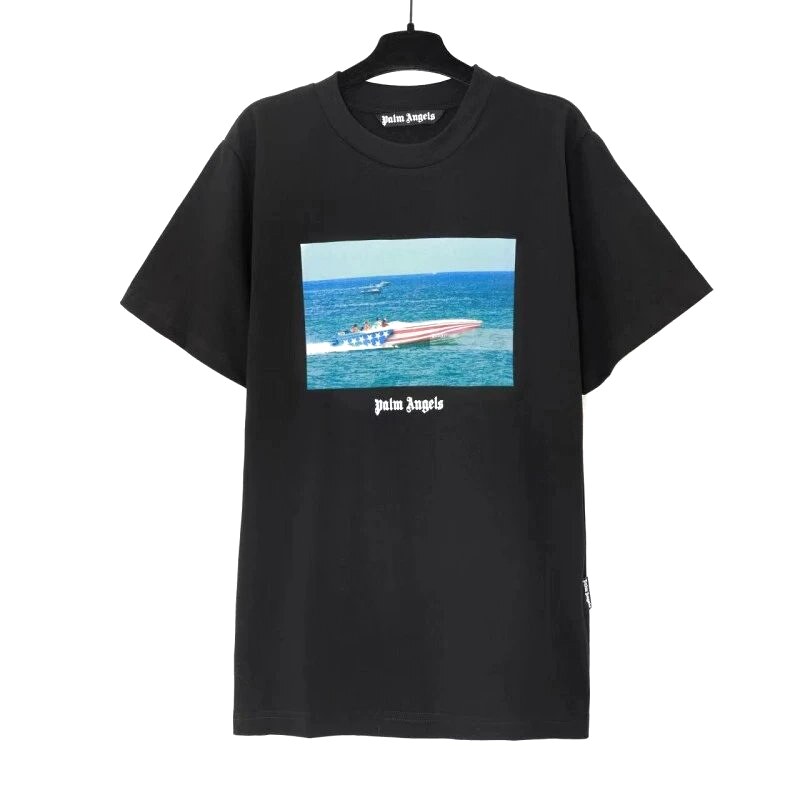 Palm Angels Compact Logo T-shirt White Palm Tree for Smart Casual Looks