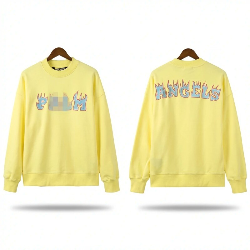 Palm Angels Flame Trendy Brand Yellow Sweatshirt