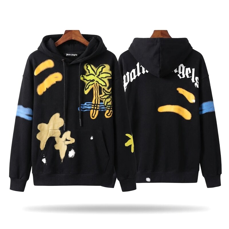 Palm Angels Graffiti-style Black Hoodie