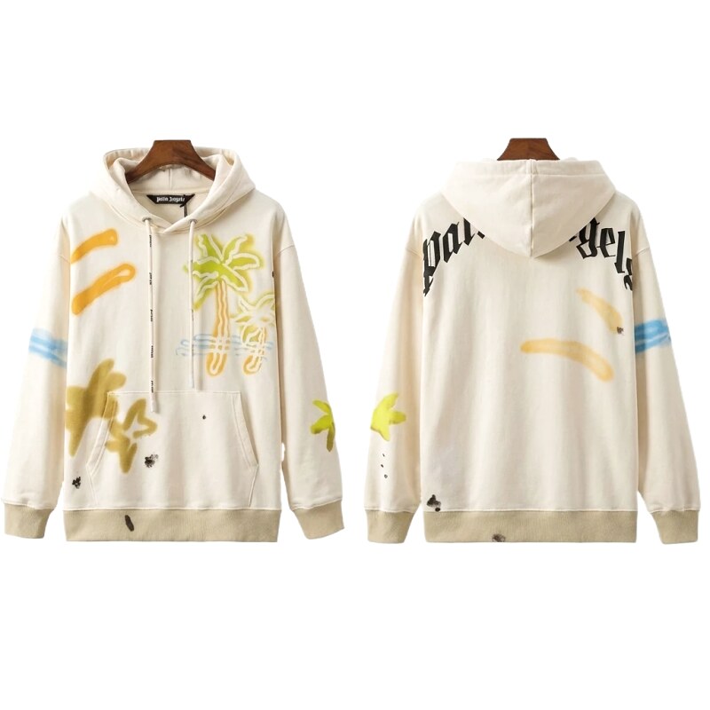 Palm Angels Graffiti Style White Hoodie