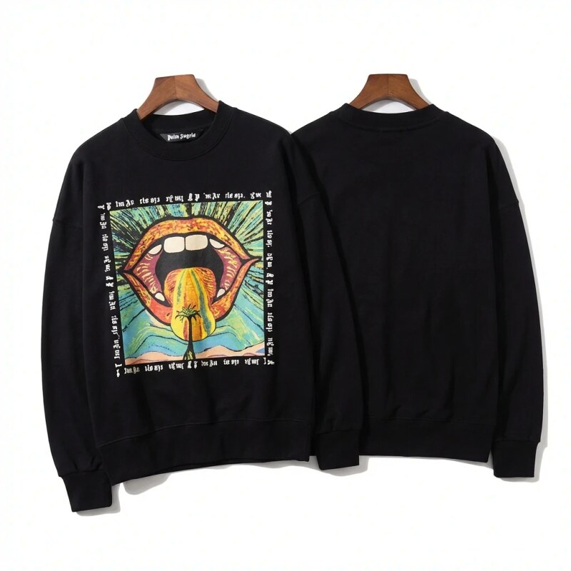 Palm Angels Graffiti Trendy Cool Black Sweatshirt