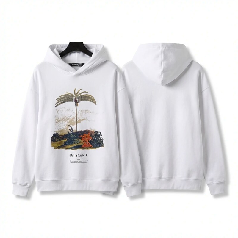 Palm Angels Palm Tree Print White Sweatshirt