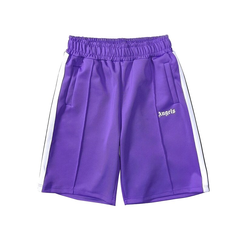 Palm Angels Patterned Track shorts Black Side Stripe with Polished Detail