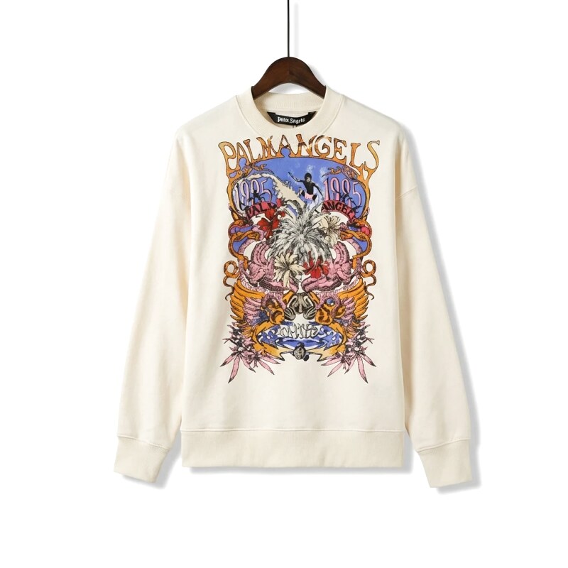 Palm Angels Retro Style Off-white Sweatshirt