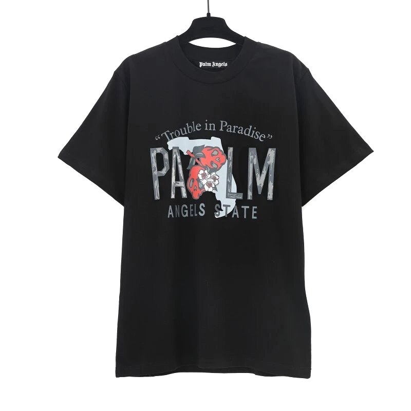 Palm Angels Travel Logo T-shirt White Palm Tree with Modern Look