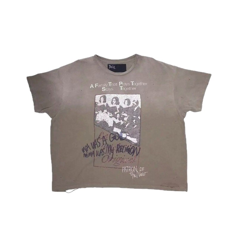 Paly Hollywood Portrait Print Vintage Gray T-shirt