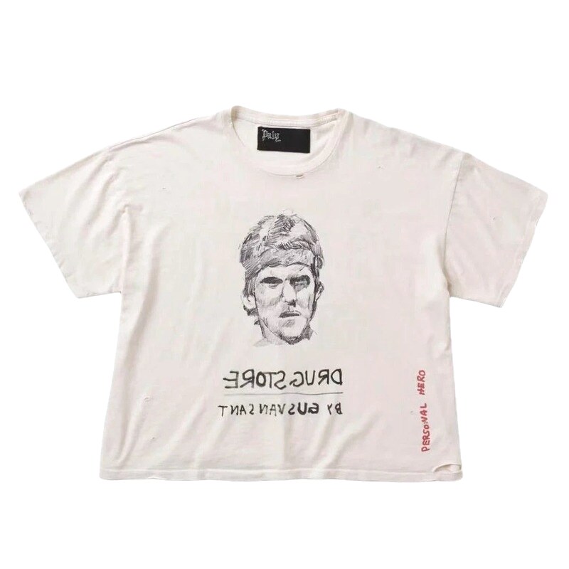 Paly Hollywood Retro Off-white Portrait Short Sleeve T-Shirt