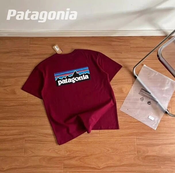 Patagonia Burgundy Red Logo T-Shirt Warm Weather Graphic