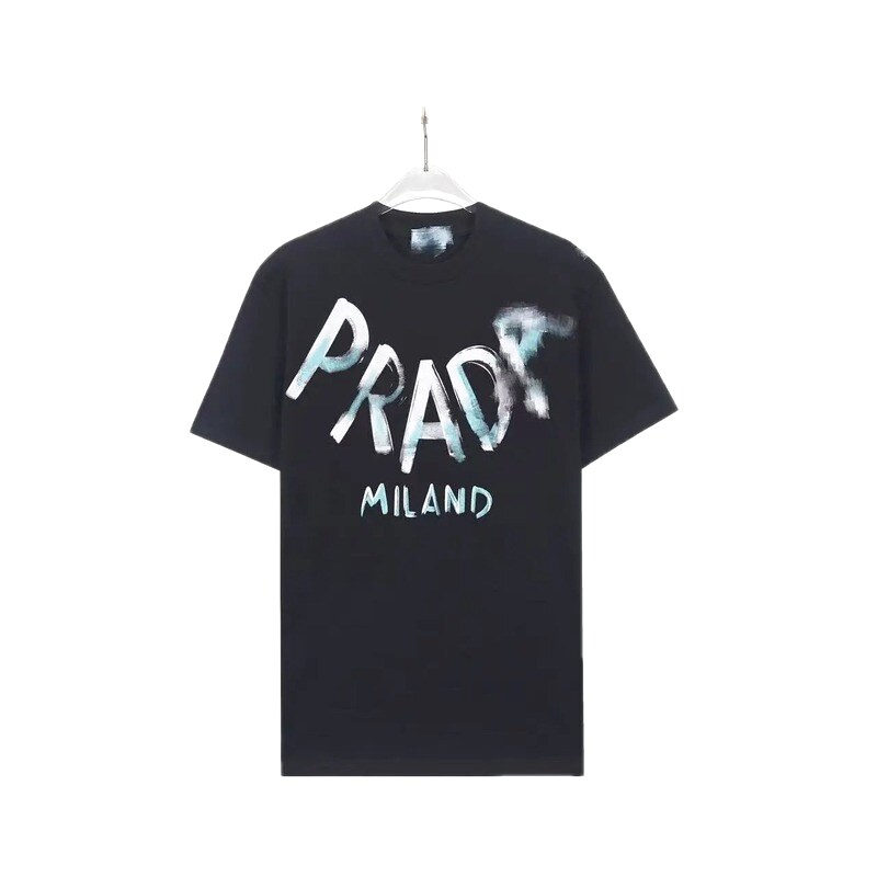 Prada Graffiti Collection Trendy Style Black Short-sleeve T-shirt