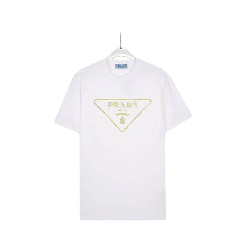 Prada Triangle Logo Casual Style White Short-sleeve T-shirt