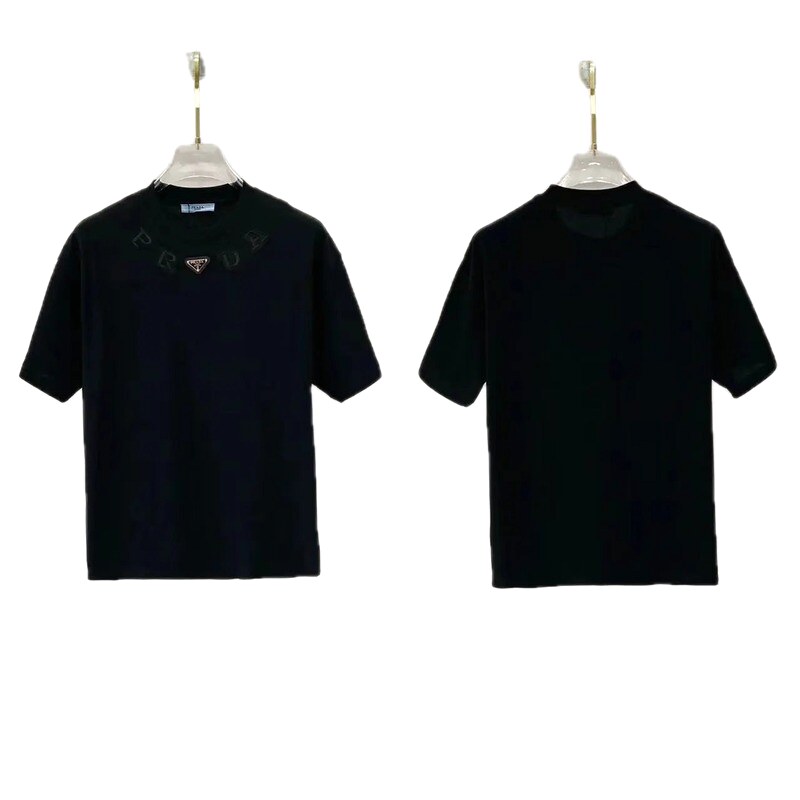 Prada Triangle Logo Minimalist Style Black Short-sleeve T-shirt