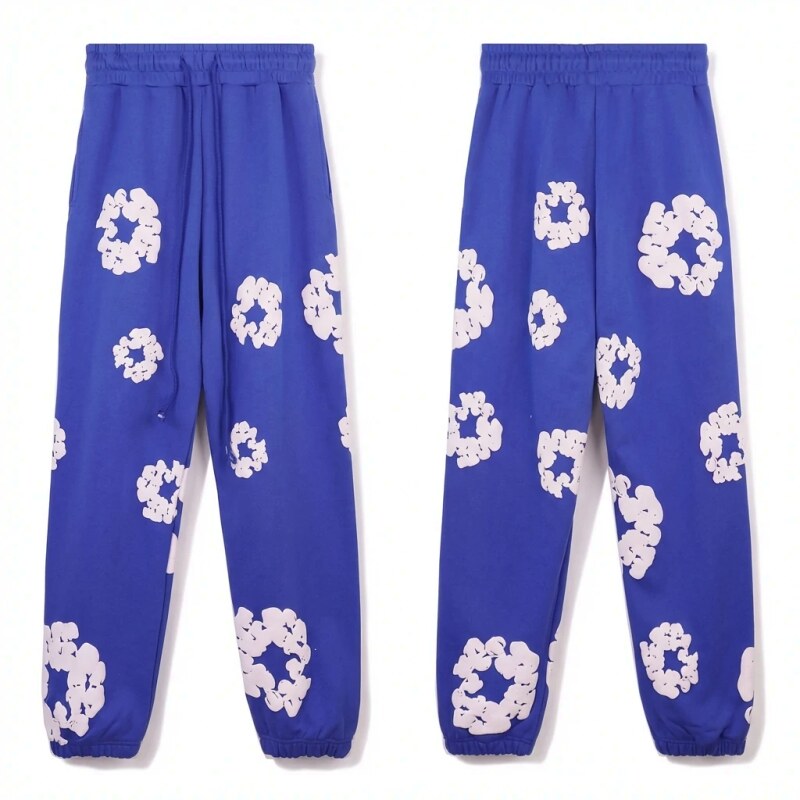 Printed casual blue pants with DENIM TEARS