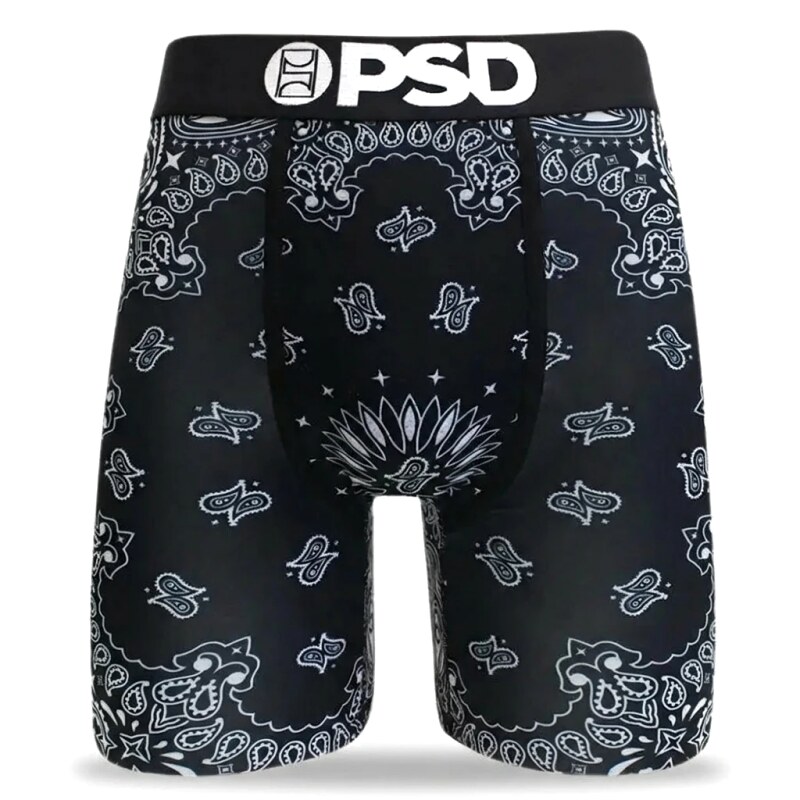 PSD retro-style printed black shorts