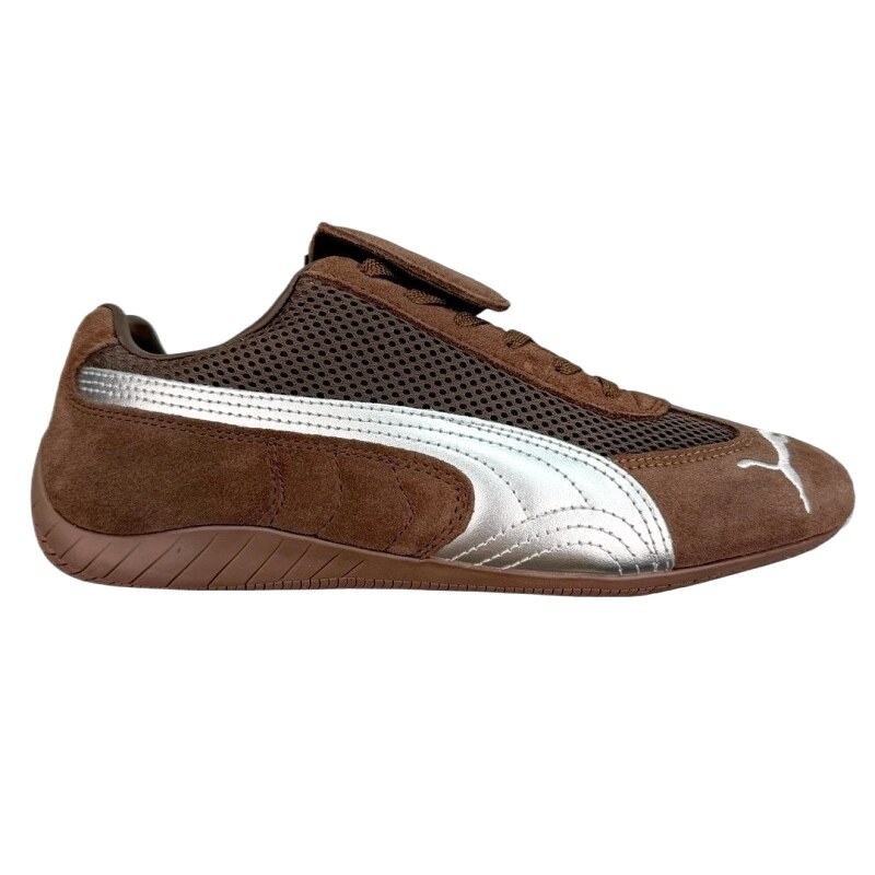 PUMA retro brown and silver sports shoes