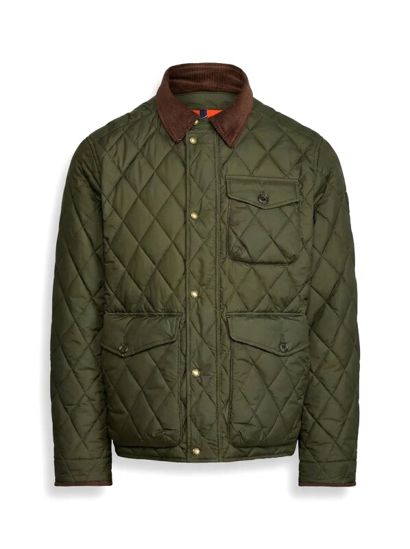 Ralph Lauren diamond-patterned olive green cotton-padded coat
