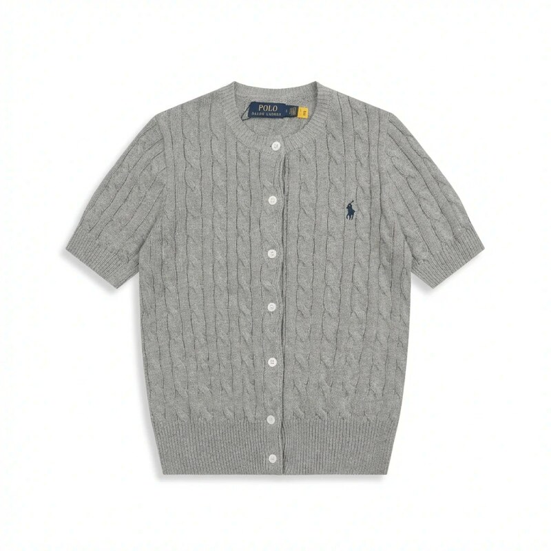 Ralph Lauren knitted retro-style grey cardigan