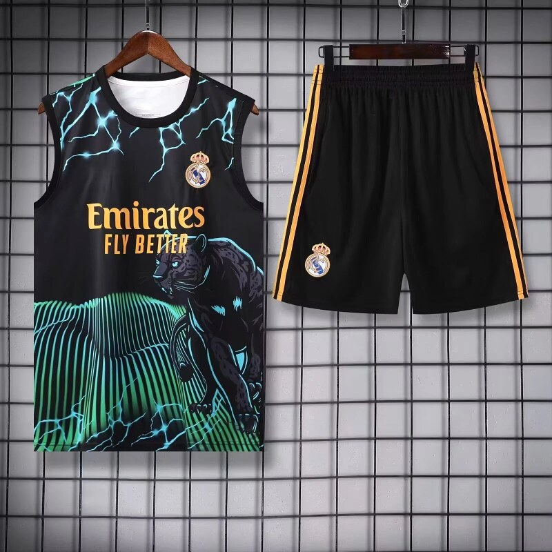 Real Madrid Casual Training jersey set Navy Sleeveless Top for Streetwear Looks